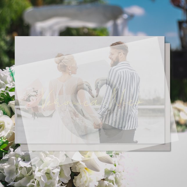 Invitations En Vélin Papier superposé à vellum de cygne (Vellum Overlay Paper Vellum Invitations)