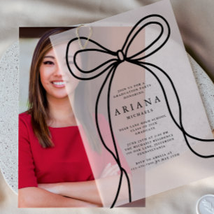 Invitations En Vélin Parti de graduation de la Bow Blush moderne