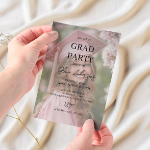 Invitations En Vélin Parti minimaliste de la graduation photo   Élégant