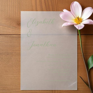 Invitations En Vélin Partie d'engagement minimaliste Sage Green