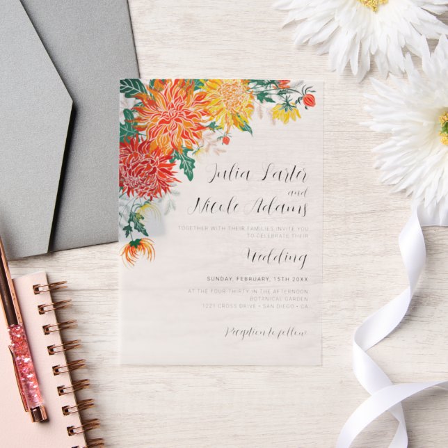 Invitations En Vélin Pastel Spring Dahlia Fleur sauvage Mariage de cour (Mariage)