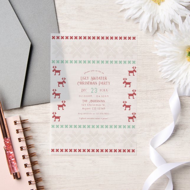Invitations En Vélin Peppermenthe Crème laide Sweater Noël Party (Mariage)