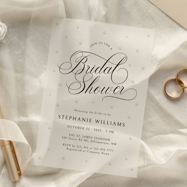Invitations En Vélin Perles Blanches Vellum pour Enterrement de Vie de  (Créateur téléchargé)
