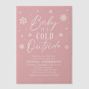 Invitations En Vélin Pink Snowflakes Baby Il fait froid dehors Baby sho