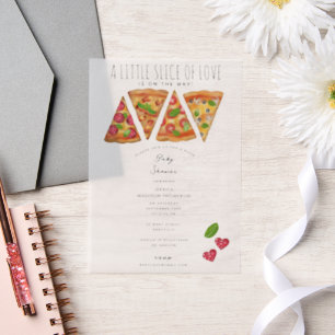Invitations En Vélin Pizza Party thème Aquarelle Baby shower Amour