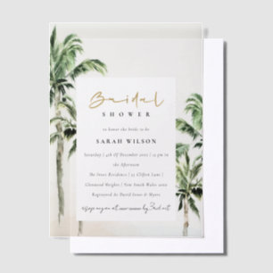 Invitations En Vélin Plage tropicale Palm Trees Fête des mariées aquare