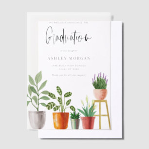 Invitations En Vélin Plantes en pot aquarelle bohème pour la remise de 