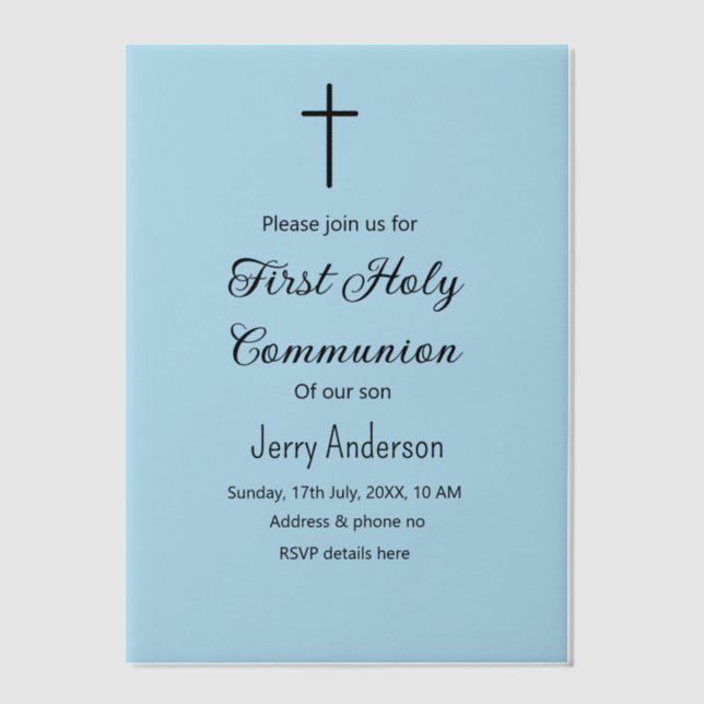 Invitations En Vélin Première communion sacrée catholique simple QR min (Recto)