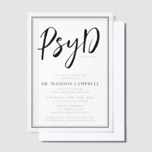 Invitations En Vélin PsyD Docteur De Psychologie Graduation Party
