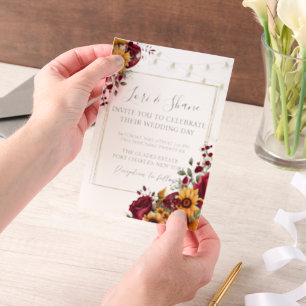 Invitations En Vélin Rose rustique et Mariage Aster