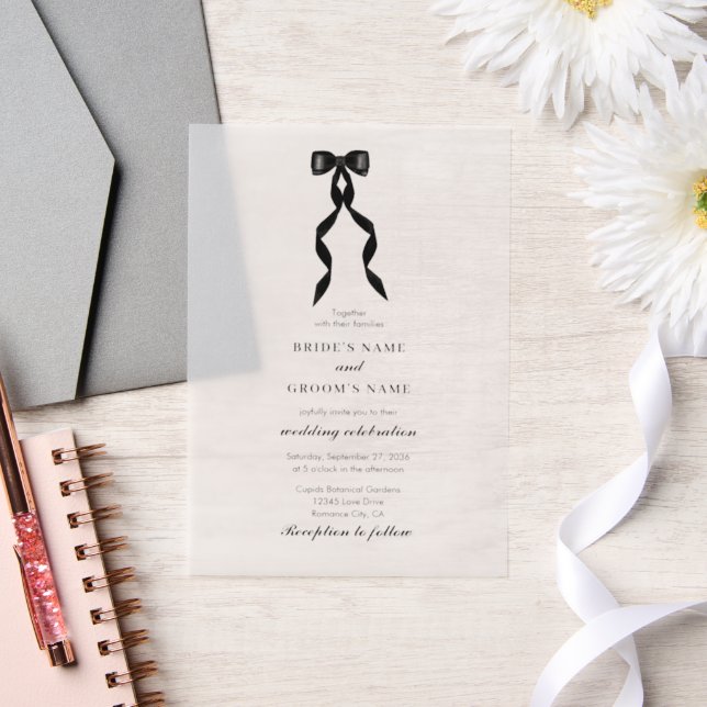Invitations En Vélin Ruban Forma Forma Noir Forma Mariage Overlay (Mariage)