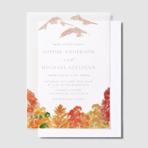 Invitations En Vélin Russe aquarelle Mariage de automne forestier d'aut