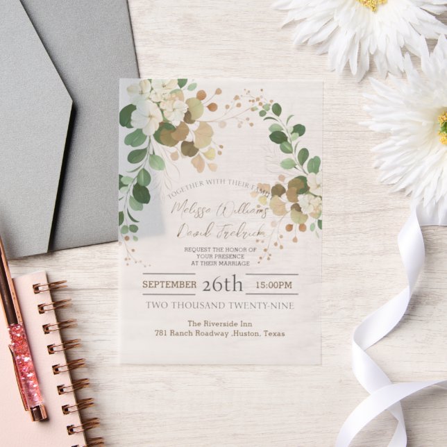 Invitations En Vélin Rustique Automne Botanique Eucalyptus Mariage (Mariage)