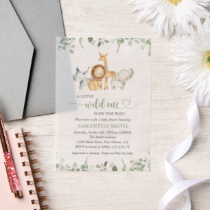 Invitations En Vélin Safari Animaux, Jungle, Animaux sauvages, Baby sho