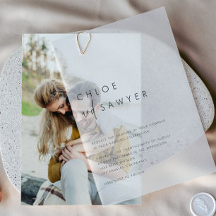 Invitations En Vélin Script minimaliste noir manuscrit Mariage moderne