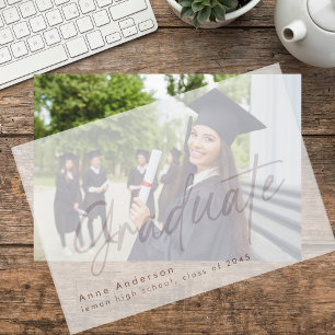 Invitations En Vélin Script moderne - Recouvrement de graduation person