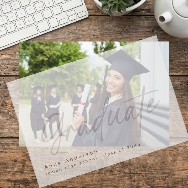 Invitations En Vélin Script moderne - Recouvrement de graduation person (Créateur téléchargé)