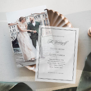 Invitations En Vélin Script noir   Mariage classique italien d'élégance