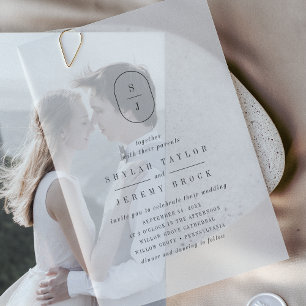 Invitations En Vélin SHYLAH Monogramme Simple Boho Moderne Mariage uniq