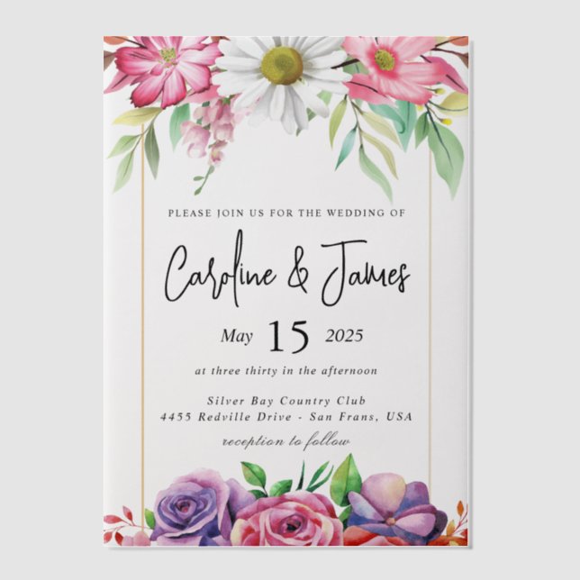 Invitations En Vélin Simple Black & White wedding  Overlay Vellum Invit (Recto)