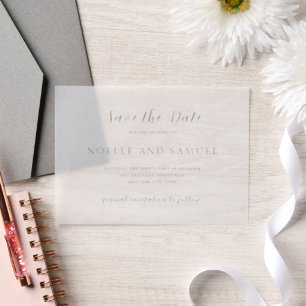 Invitations En Vélin Simple Élégant Mariage Sauvegarder la Date