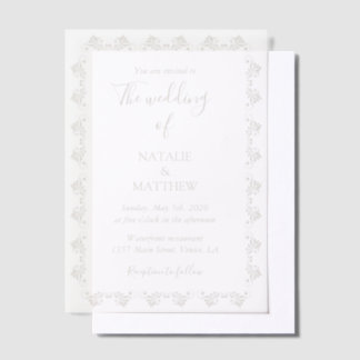 Invitations En Vélin Simple Élégant Minimaliste Ornement de Damas Maria