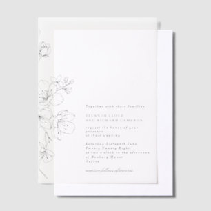Invitations En Vélin Simple Mariage floral noir et blanc