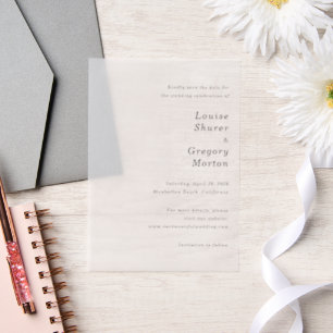 Invitations En Vélin Simple Mariage Moderne Enregistrer la Date