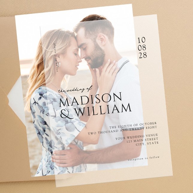 Invitations En Vélin Simple moderne chic Mariage noir et blanc (Créateur téléchargé)