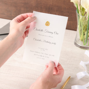 Invitations En Vélin Simple petit bébé mignon pour enfant Ajouter un an