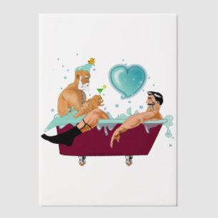 Invitations En Vélin SlipperyJoe's deux gays hommes aiment la baignoire