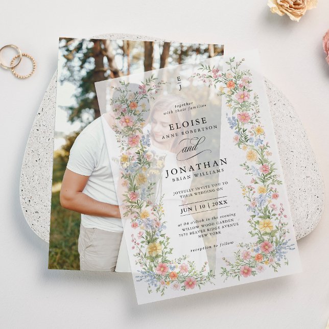 Invitations En Vélin Soft Pastel Ornate Spring Garden Floral Mariage (Soft Pastel Ornate Spring Garden Floral Wedding Vellum Invitations)