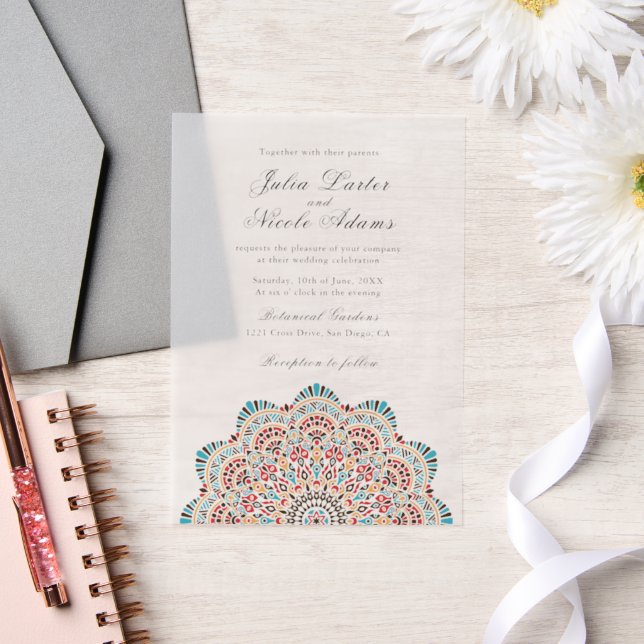 Invitations En Vélin Style Motif Artistique moderne Mandala Mariage (Mariage)