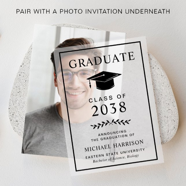 Invitations En Vélin Superposition de la partie de diplôme du collège (Elevate your graduation party invitations with our timeless vellum overlays)