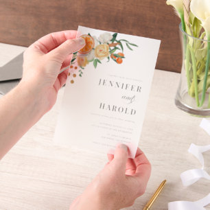 Invitations En Vélin Superposition de mariage minimaliste florale et ci