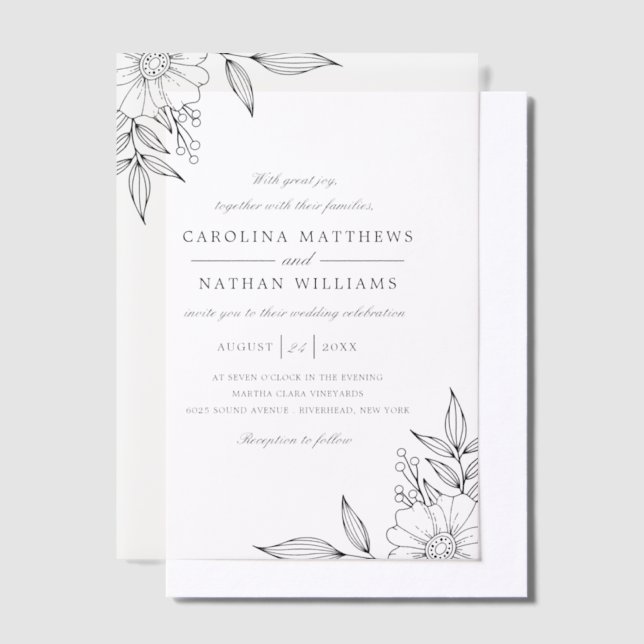 Invitations En Vélin Superposition Mariage simple et élégante des coins (Compenser)