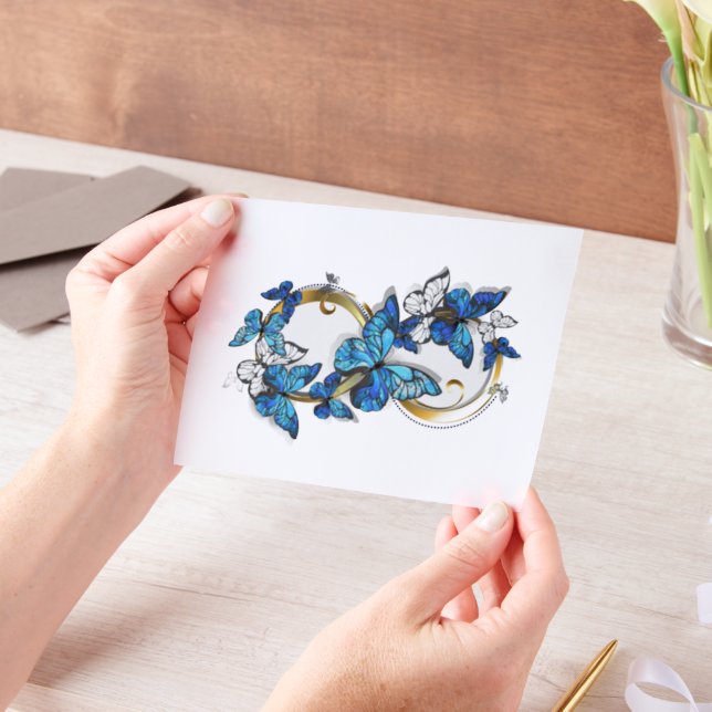 Invitations En Vélin Symbol Infinity of Blue Morpho Butterflies (Ordinateur de poche)