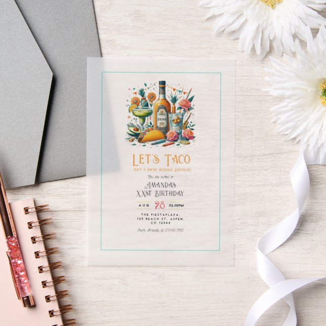Invitations En Vélin Taco 'Bout a Birthday - Fête de la Fiesta (Mariage)