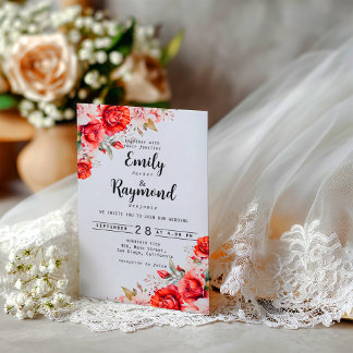 Invitations En Vélin Terracotta Burgundy Blush Floral Vellum Overlay