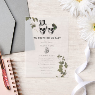 Invitations En Vélin Til Death Coeur gothique Mariage des crânes florau