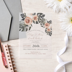 Invitations En Vélin Tropical Palm Leaf Botanical Boho Chic Mariage