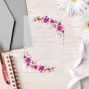 Invitations En Vélin Trumpet sauvage violet Vin Fleur Jardin Mariage