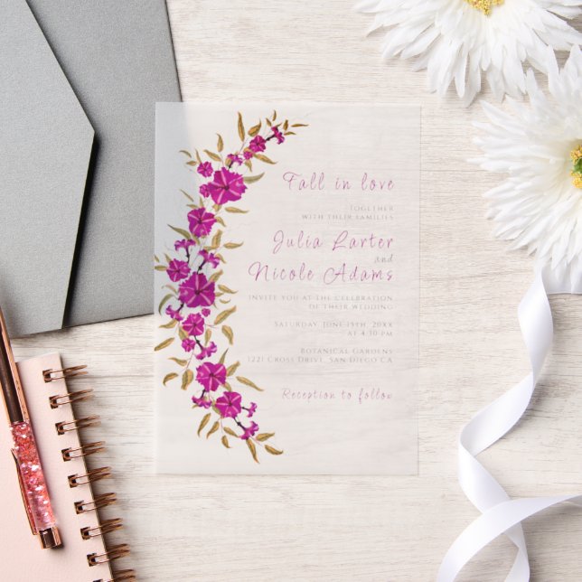 Invitations En Vélin Trumpet sauvage violet Vin Fleur Jardin Mariage (Mariage)