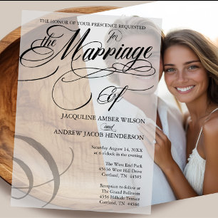 Invitations En Vélin Typographie de script élégant en noir et blanc