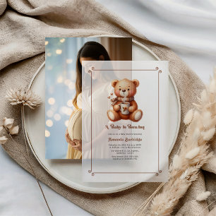 Invitations En Vélin "Un bébé est en préparation" Café Ourson Baby Show