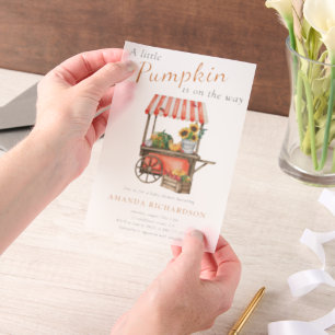 Invitations En Vélin Une petite citrouille est en route Baby Shower