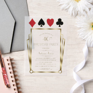 Invitations En Vélin Vegas Casino Great Gatsby 40th Poker Anniversaire