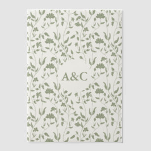 Invitations En Vélin Vellum Mariage Floral Superposition Sage Vert