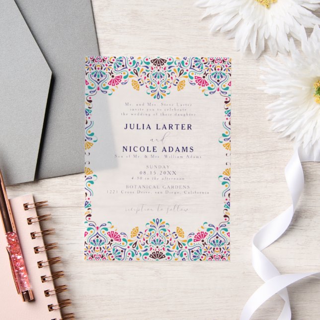 Invitations En Vélin Vibrant mexicaine Fiesta Rainbow Photo Mariage (Mariage)