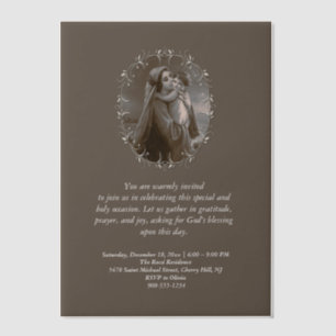 Invitations En Vélin Vierge vintage et enfant avec cadre argenté
